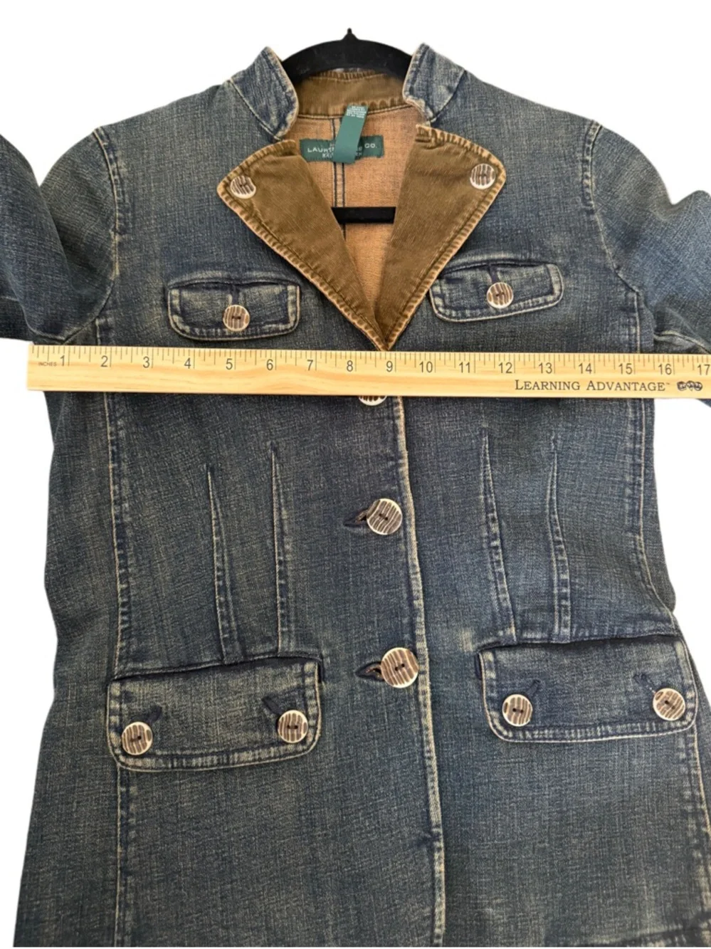 Ralph Lauren Denim Blazer Preppy Western Boho Americana Cotton Suit Jacket XS - Picture 8 of 10